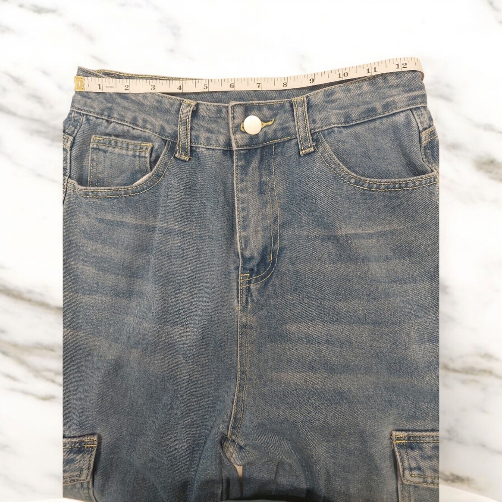 Blue Straight Leg Jeans with Distressed Details - Picture 5 of 5